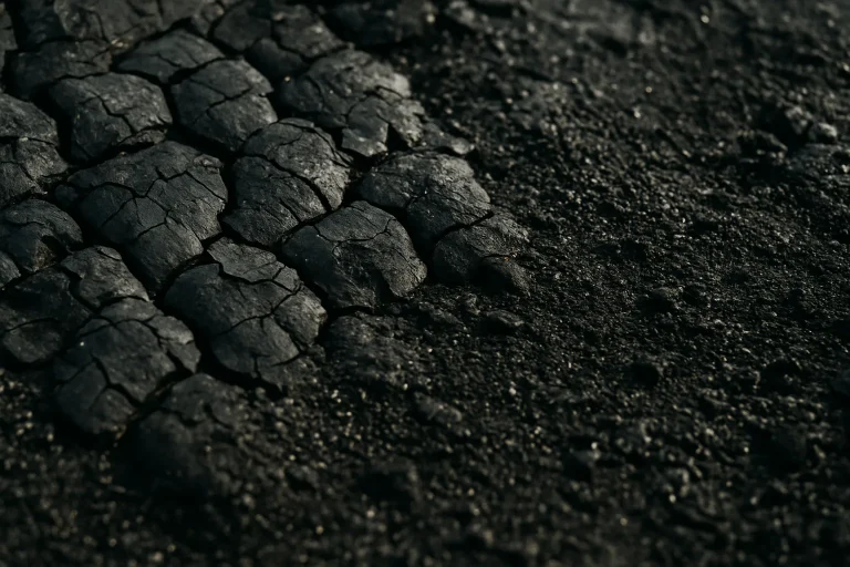 Gros plan d'une surface calcinée avec des résidus de suie visible.